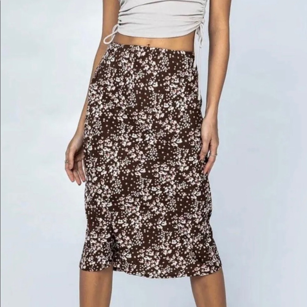 princess polly brown katrina midi skirt